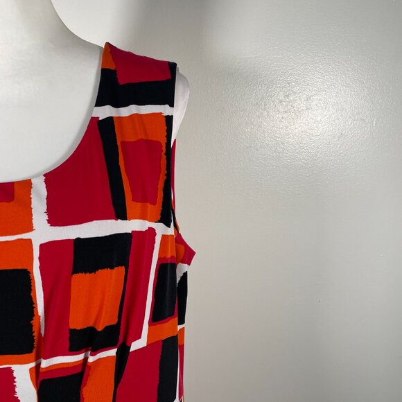 Calvin Klein Multicolor Scoop Neck Geometric Print Sleeveless Midi Dress Size 14 - Picture 4 of 16